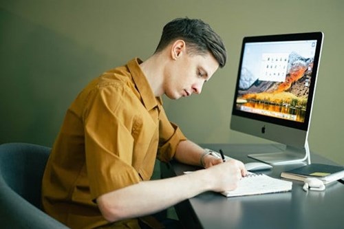 Student studying at his desk