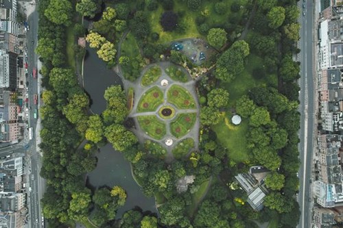 Aerial view of St Stephen's Green in Dublin