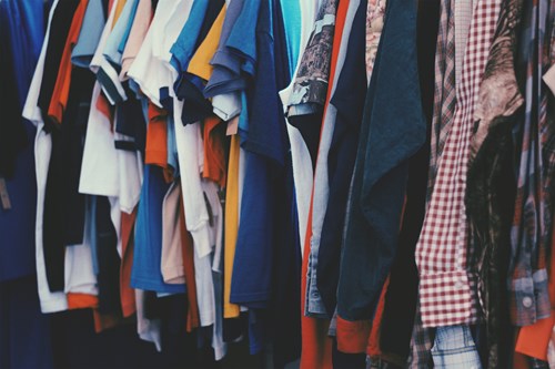 clothes on a rack