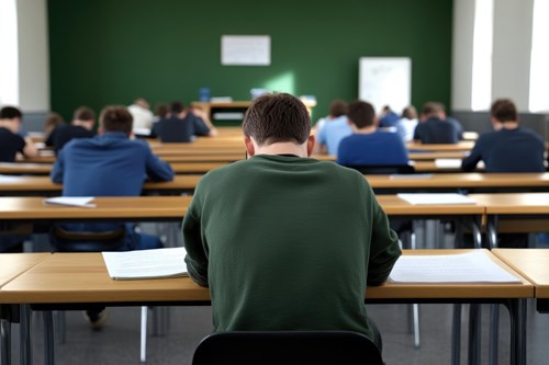 a person studying in a classroom