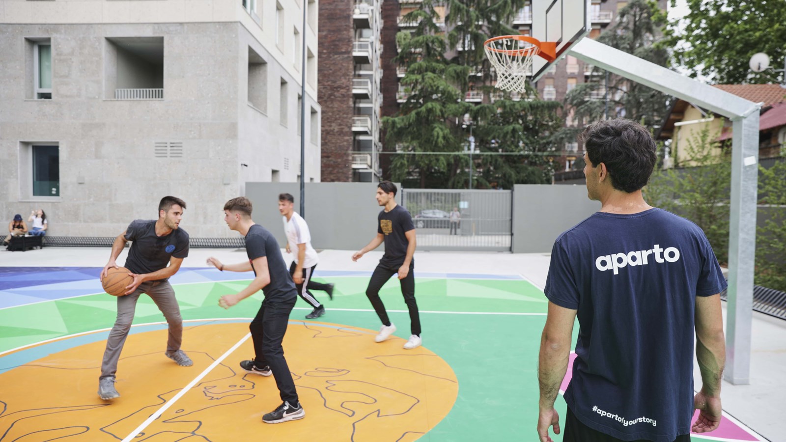students play basketball at Giovenale