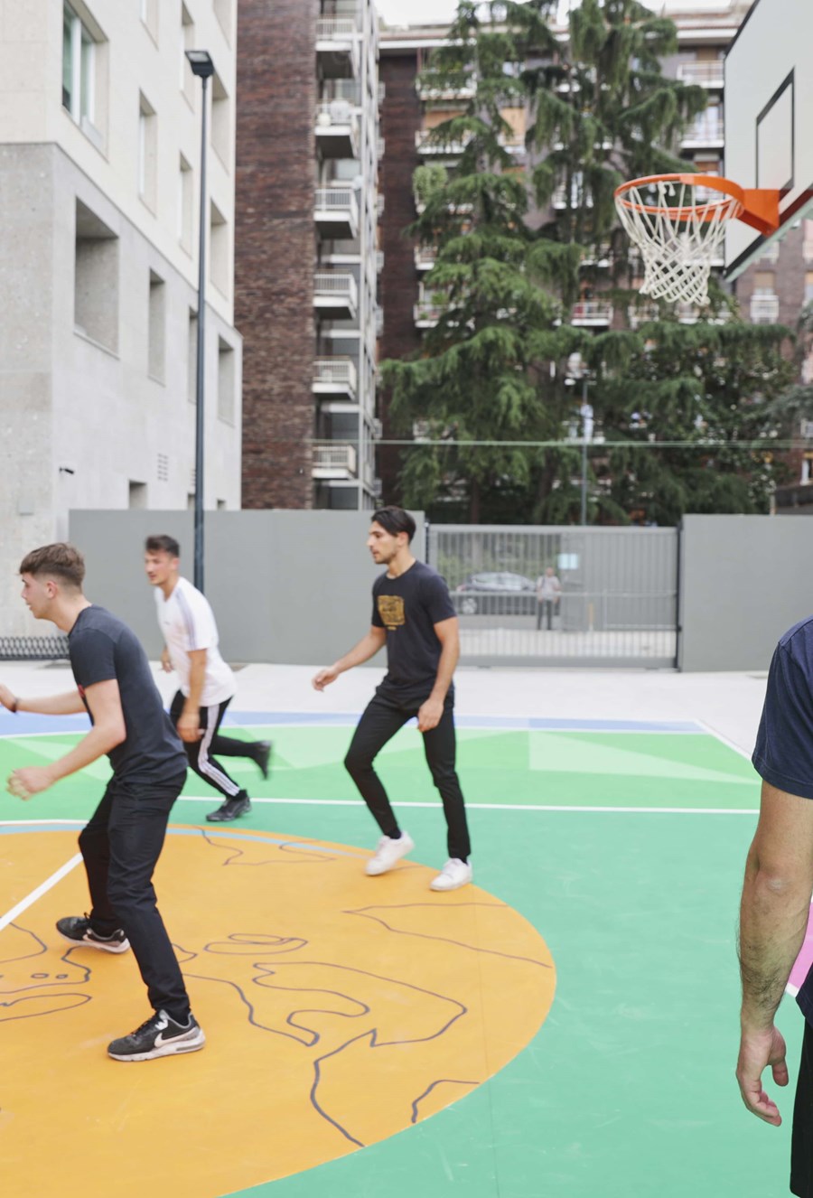 students play basketball at Giovenale