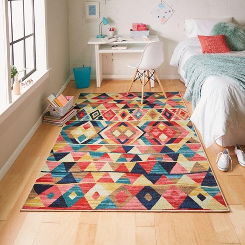 colourful rug in a student bedroom
