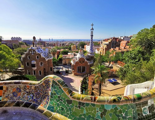 park guell with a view of the city