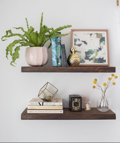 wooden floating shelves