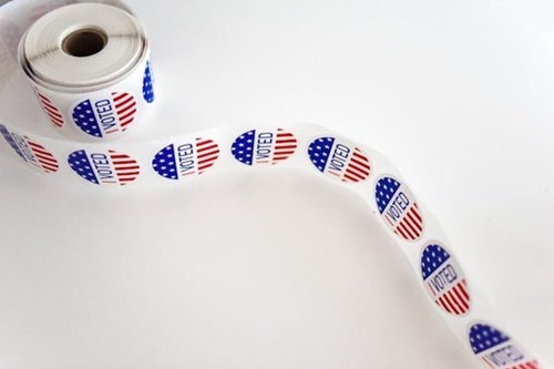 Voted stickers with American flag