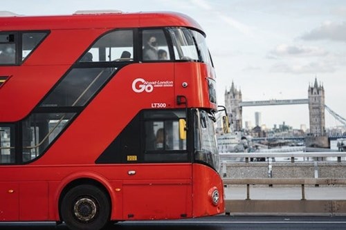 A red bus in London