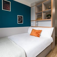 Stoneworks Gold studio bed with shelving in Brighton student accommodation