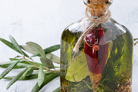 olive oil in a glass jar