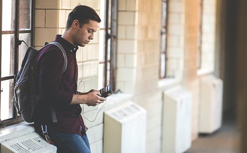 Student on his phone