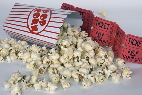 Cinema tickets and popcorn