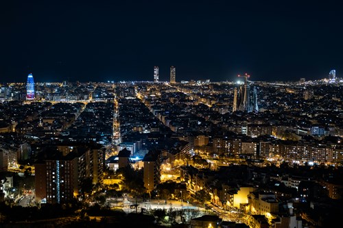 Barcelona skyline at night