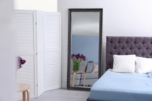 large mirror in a bedroom