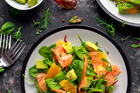 salmon salad on a plate