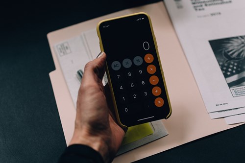 Student using a calculator