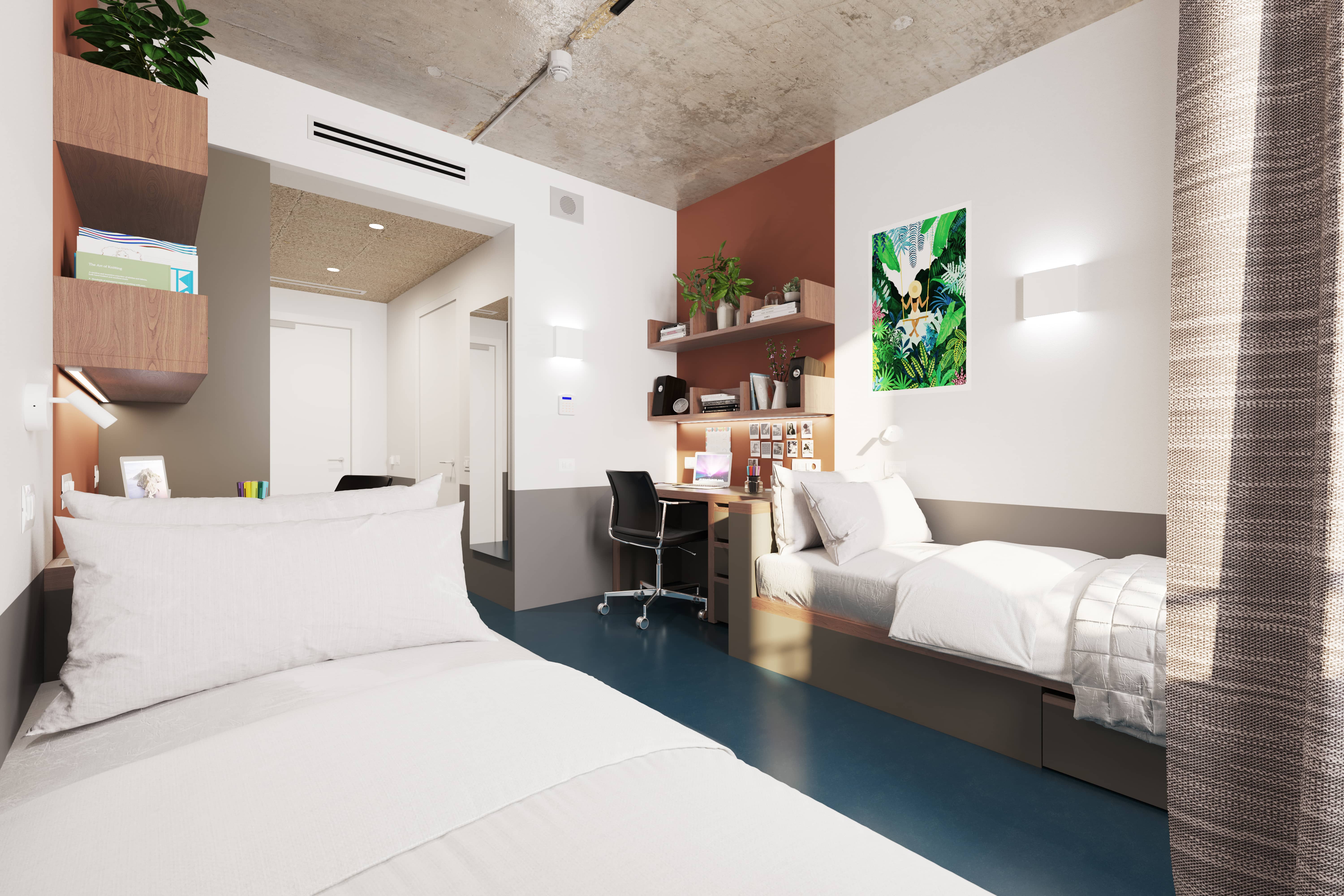 Student twin room in Milan