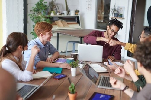 Group of students studying together