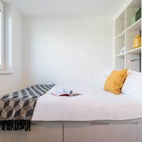 Vogue Studios Silver studio bed with storage in Brighton student accommodation