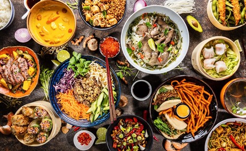 various dishes on a table